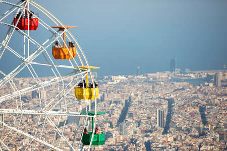 Big wheel, called The Giradabo, at the amusement park of Tibidabo in Barcelona, Catalonia. Spain -13/4/2019のeditorial素材