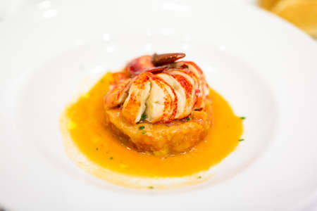 Dish of Lobster with sauceの写真素材