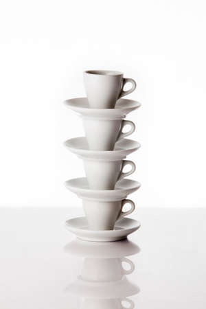Pile of four coffee cupsの写真素材
