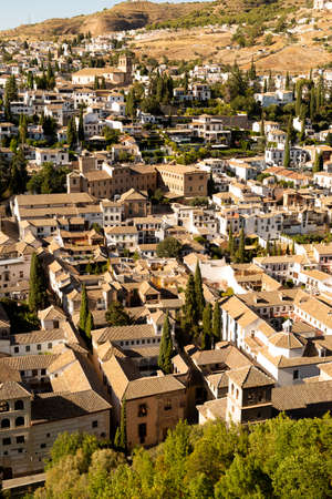 Granada, Spain -22 Aug 2020- The AlbaizÃ­n neighborhood from the Alhambra