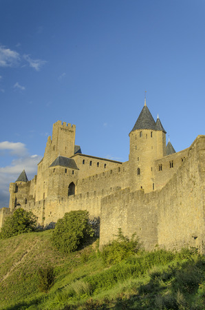 The Cite de Carcassonne is a medieval citadel located in the French city of Carcassonne, in the department of Aude, Languedoc-Roussillon region のeditorial素材
