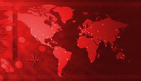Illustration of world map on abstract backgroundの写真素材
