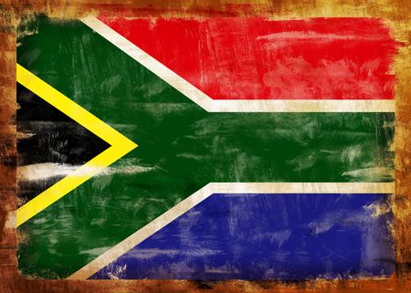 Old and dirty South Africa flag paintedの写真素材
