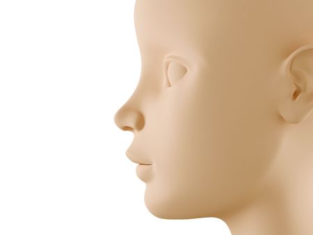 Neutral child head profile computer graphic generatedの写真素材