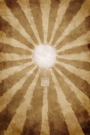 Abstract dirty background, light bulb and ray of lightの写真素材