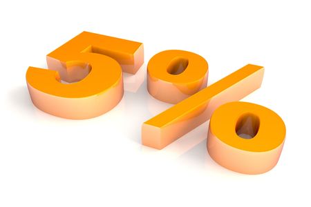 Threedimensional orange chromium five percent numberの写真素材