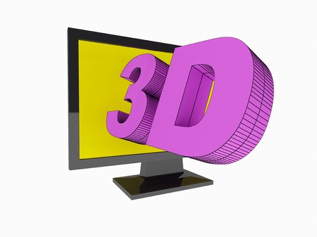 Monitor for three-dimensional television media broadcastの写真素材