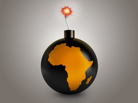 Bomb with african's map to represent the african's crisisの写真素材