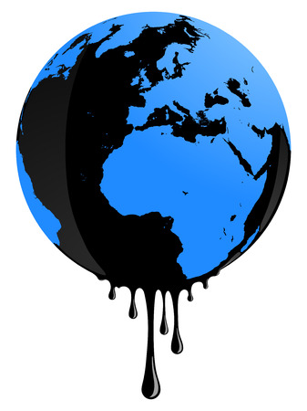 Earth globe rapresents oil pollution problemsのイラスト素材