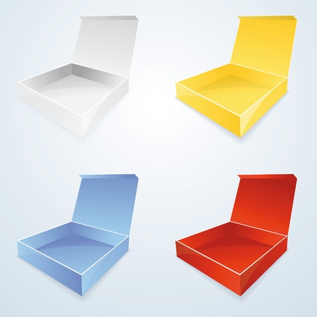 White openened cardboard in four colors - vector illustrationのイラスト素材