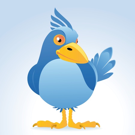 Blue bird with crest in vector cartoon style のイラスト素材