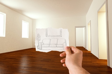 Sketch idea for furnishing the living roomの写真素材