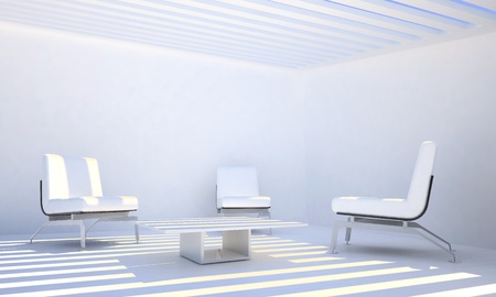3D Total white and luminous room for home relaxの写真素材