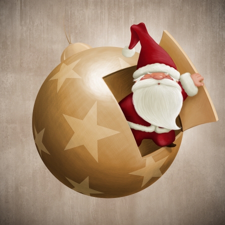 Santa Claus inside the decorative ball illustrationの写真素材