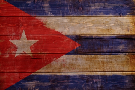 Old Cuba flag painted on wood acesの写真素材