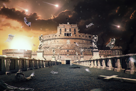Apocalyptic scenes to the Rome cityscape matte paintingの写真素材