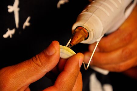 Making homemade Christmas decoration.の写真素材