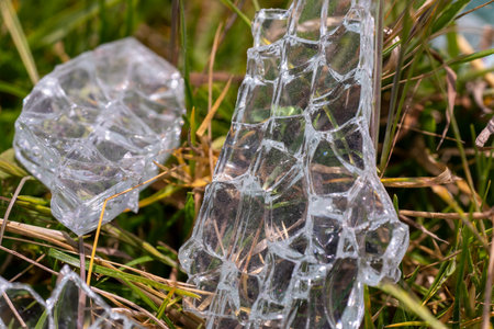 A close up of Shattered glass in a wheelbarrow