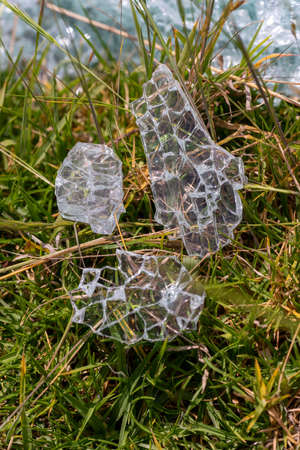 A close up of Shattered glass