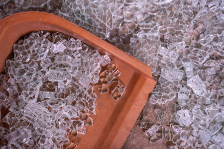 A close up of Shattered glassの写真素材