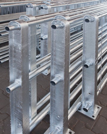Iron and steel is protected by hot galvanizingの写真素材