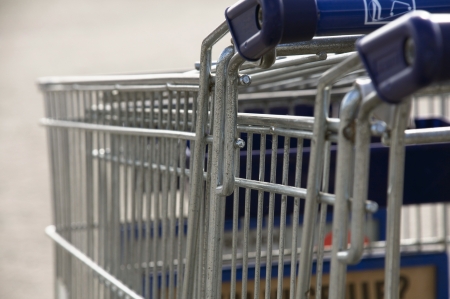 Stacked shopping carts.の写真素材