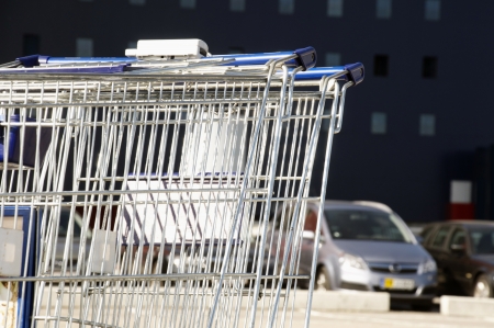 Stacked shopping carts.の写真素材