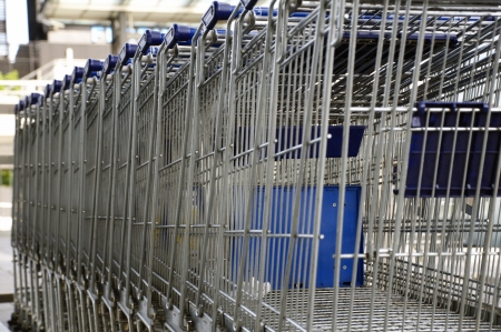 Stacked shopping carts.