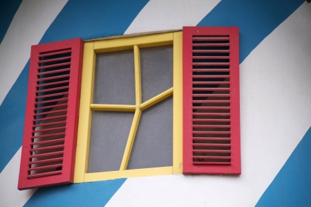 Fun window abstract architecture, unusual painted.の写真素材