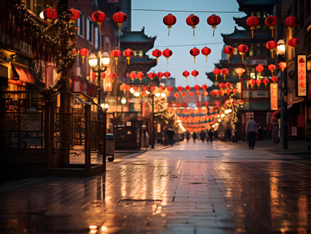Capturing the Enchanting Ambiance of a Traditional Chinese New Year Streetの素材