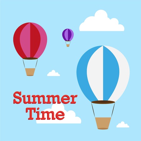 hot air balloon  in a sunny dayのイラスト素材