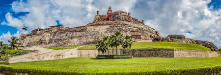 Panoramic of the fortified castle of San Felipe in the city of Cartagena de Indias.のeditorial素材