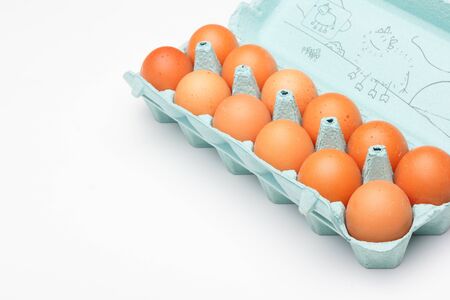 Raw chicken eggs, from the home market, prepared to be cooked with the inconvenience of cholesterol; used in the kitchen and in the bakery: essential ingredient to make sauces and desserts.の写真素材