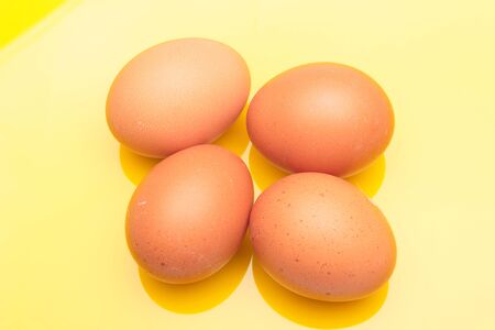 Raw chicken eggs, from the home market, prepared to be cooked with the inconvenience of cholesterol; used in the kitchen and in the bakery: essential ingredient to make sauces and desserts.の写真素材