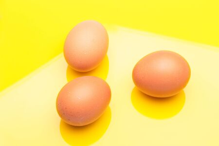 Raw chicken eggs, from the home market, prepared to be cooked with the inconvenience of cholesterol; used in the kitchen and in the bakery: essential ingredient to make sauces and desserts.の写真素材