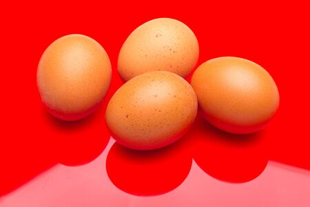 Raw chicken eggs, from the home market, prepared to be cooked with the inconvenience of cholesterol; used in the kitchen and in the bakery: essential ingredient to make sauces and desserts.の写真素材