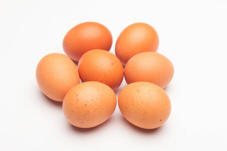Raw chicken eggs, from the home market, prepared to be cooked with the inconvenience of cholesterol; used in the kitchen and in the bakery: essential ingredient to make sauces and desserts.の写真素材