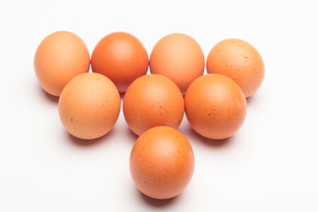 Raw chicken eggs, from the home market, prepared to be cooked with the inconvenience of cholesterol; used in the kitchen and in the bakery: essential ingredient to make sauces and desserts.の写真素材