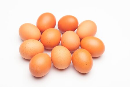Raw chicken eggs, from the home market, prepared to be cooked with the inconvenience of cholesterol; used in the kitchen and in the bakery: essential ingredient to make sauces and desserts.の写真素材