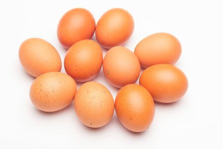 Raw chicken eggs, from the home market, prepared to be cooked with the inconvenience of cholesterol; used in the kitchen and in the bakery: essential ingredient to make sauces and desserts.の写真素材