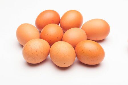 Raw chicken eggs, from the home market, prepared to be cooked with the inconvenience of cholesterol; used in the kitchen and in the bakery: essential ingredient to make sauces and desserts.の写真素材