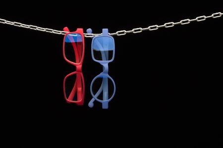 Vision corrective glasses with corrected glasses for perfect vision, to see near and far. Designer lenses with different colorsの写真素材