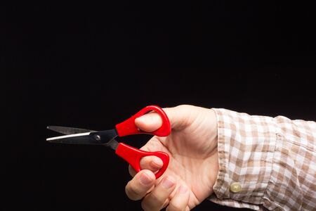 Scissors to do manual work, common and simple scissors to cut paper and fabrics and make crafts.の写真素材