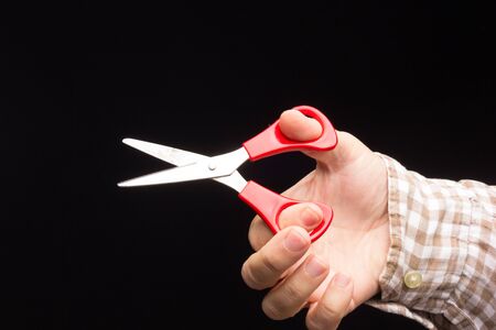 Scissors to do manual work, common and simple scissors to cut paper and fabrics and make crafts.の写真素材