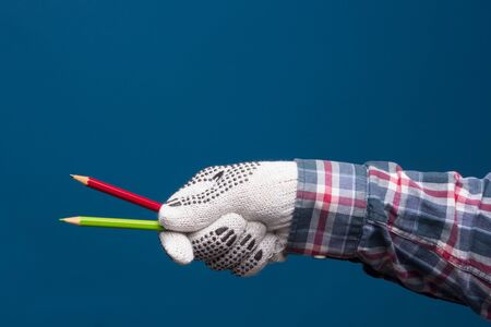 Professional hands protected with industrial gloves. Gloves for hand protection. Hands with medicine...