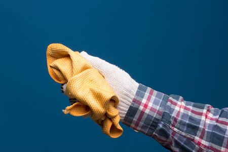 Professional hands protected with industrial gloves. Gloves for hand protection. Hands with medicine...