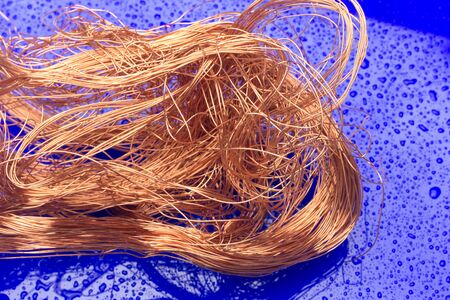 Copper filaments, small transmitting wires and carriers of electric current. Essential copper cables...