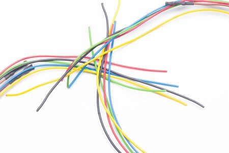 Copper cables of various colors, transmission of electric current through copper cables protected by...