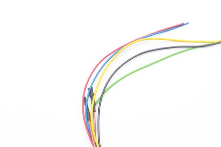 Copper cables of various colors, transmission of electric current through copper cables protected by...