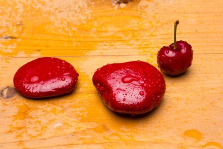 Cherries of cherry red color, almost garnet red, vitamin-rich fruit, eaten raw ideal for desserts of...